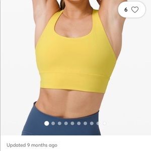 Lulu Lemon longline energy bra in yellow - size 4